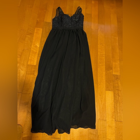 Navy beaded corset evening dress - Picture 2 of 6